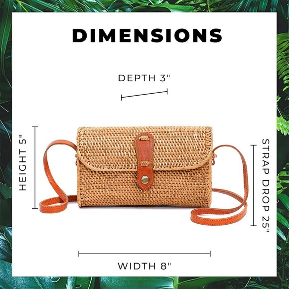 Round Rattan Bag for Women - Handmade Ata Wicker Woven Purse - Circle, Square, O - Picture 4 of 6